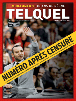 Cover of the seized edition of TelQuel